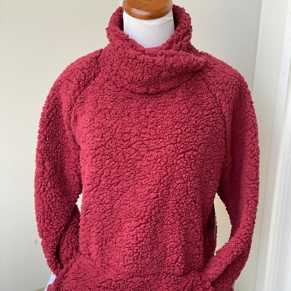 Balance Collection Tops - NWT High Neck Teddy Fleece maroon cuddly XL